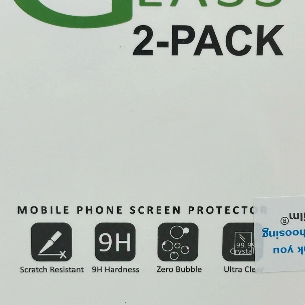 Glass Screen Protector 2-Pack‎ Scratch Resistant 9H Zero Bubble Ultra Clear NIB